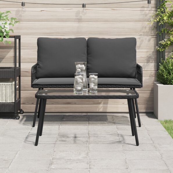 4108267_4.jpg vidaXL Konferenčný stolík Čierna 90x45x42 cm Polyratan – Obrázok 4