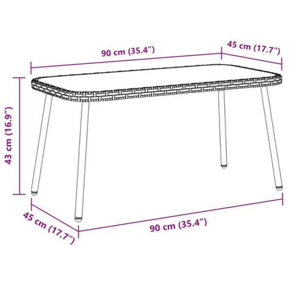 vidaXL Konferenčný stolík Hnedá a čierna 90 x 45 x 43 cm polyratan – Obrázok 8