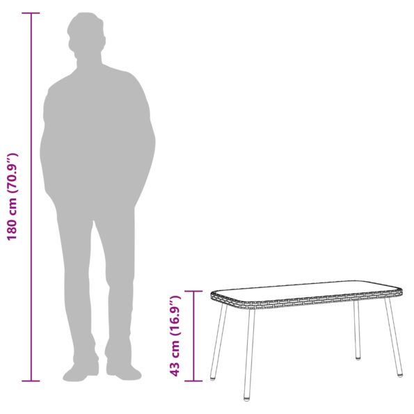 vidaXL Konferenčný stolík Hnedá a čierna 90 x 45 x 43 cm polyratan – Obrázok 9