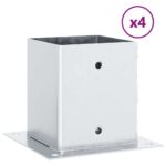 vidaXL Podnože stĺpikov štvorcové 4 ks Strieborná 101x101 mm – Obrázok 2