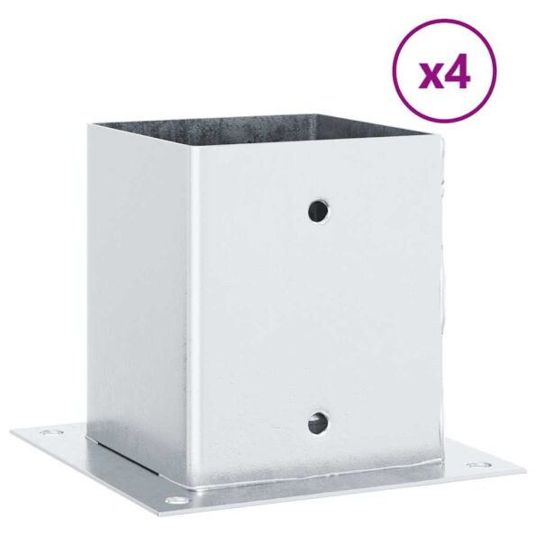 42000012_2.jpg vidaXL Podnože stĺpikov štvorcové 4 ks Strieborná 101x101 mm – Obrázok 2