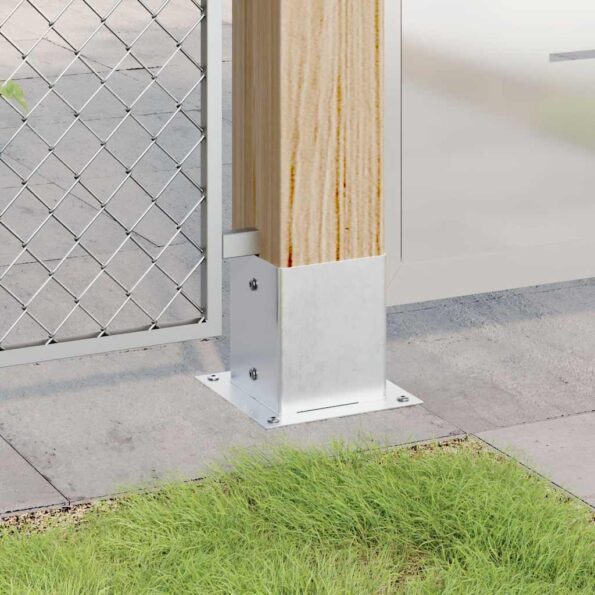42000012_4.jpg vidaXL Podnože stĺpikov štvorcové 4 ks Strieborná 101x101 mm – Obrázok 4