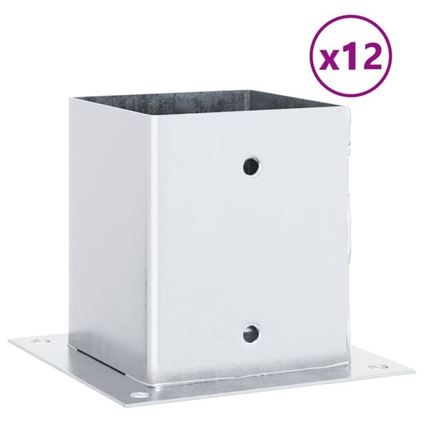 42000015_2.jpg vidaXL Podnože stĺpikov štvorcové 12 ks Strieborná 121x121 mm – Obrázok 2