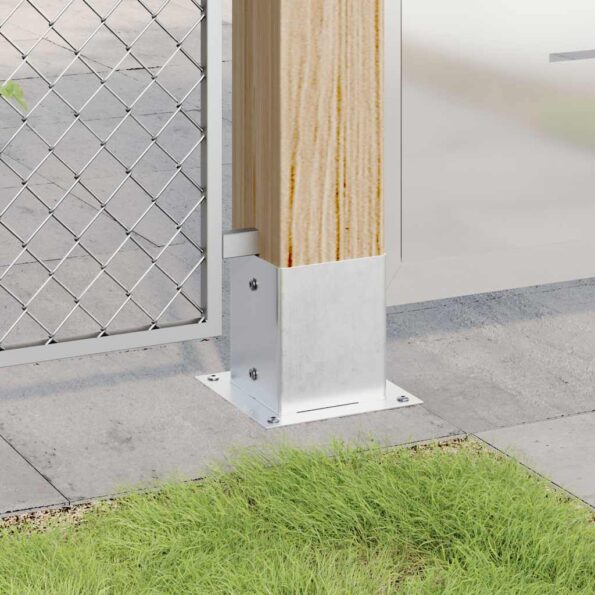 42000015_3.jpg vidaXL Podnože stĺpikov štvorcové 12 ks Strieborná 121x121 mm – Obrázok 3