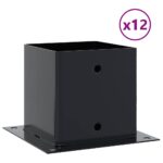 vidaXL podstavce stĺpikov štvorcové 12 ks Antracit 141x141 mm – Obrázok 2