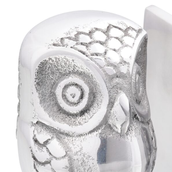 vidaXL Zarážky na knihy 2 ks Strieborné 7x9x11 cm Hliník Sova – Obrázok 5