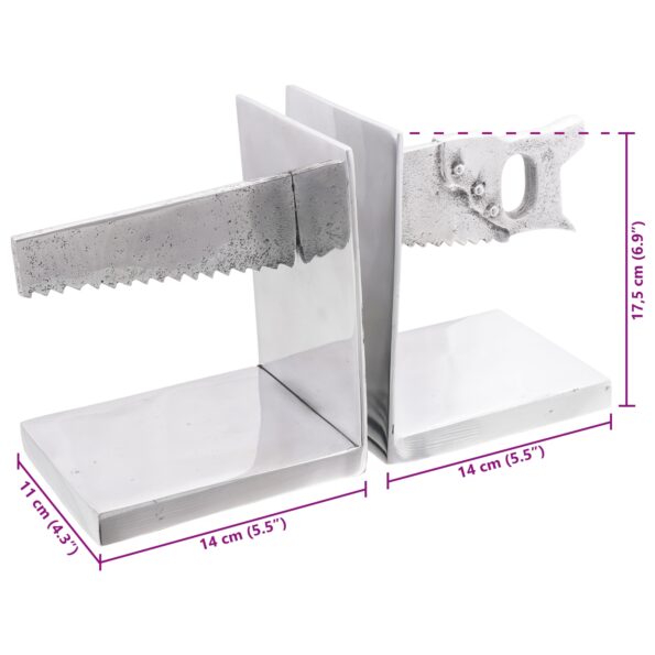 vidaXL Zarážky na knihy 2 ks Strieborné 11x14x17,5 cm z Hliníka – Obrázok 10