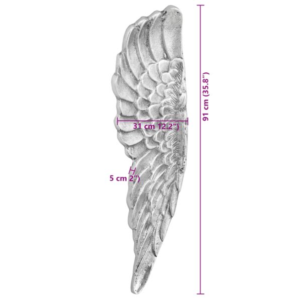 vidaXL Socha anjelích krídiel Strieborná Polystón 31 x 5 x 91 cm – Obrázok 9