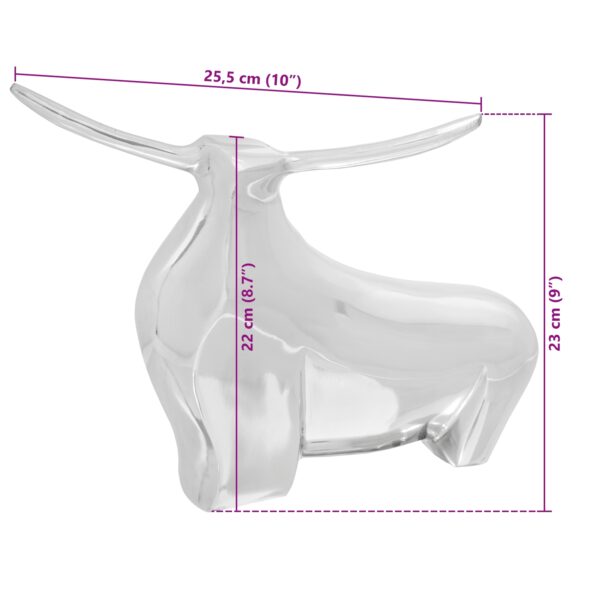 vidaXL Socha býka Strieborná 37x44x17 cm Hliník – Obrázok 7