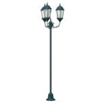 vidaXL Záhradný svetelný stĺp s 3 lampami E27 Zelený 220 cm Hliník – Obrázok 2