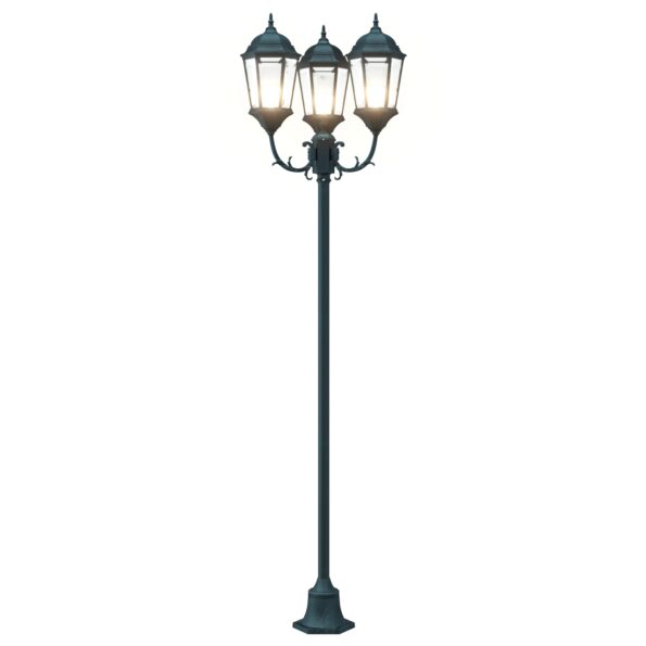 vidaXL Záhradný svetelný stĺp s 3 lampami E27 Zelený 220 cm Hliník – Obrázok 7