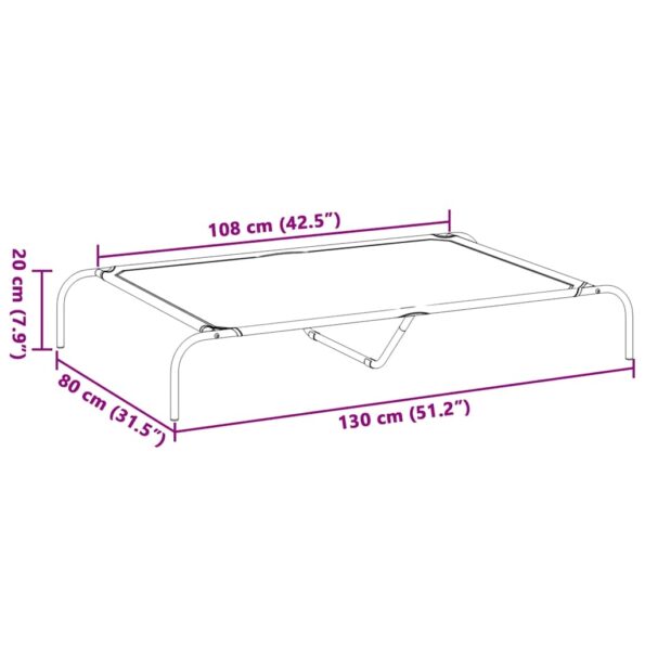 vidaXL Vyvýšená posteľ pre psa čierna 130x80x20 cm Oxford Fabric Steel – Obrázok 8
