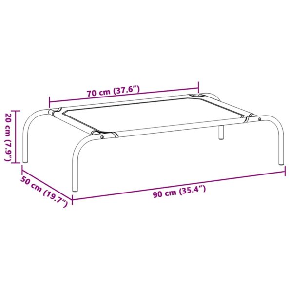 vidaXL Vyvýšená posteľ pre psa šedá 90x50x20 cm Textil a oceľ – Obrázok 8