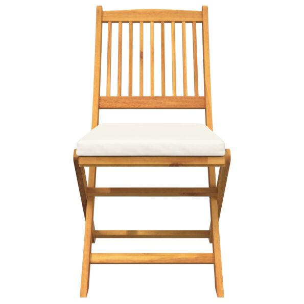 vidaXL Záhradné sklápacie stoličky s bielym vankúšom 2ks z masívneho akáciového dreva – Obrázok 5