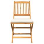 vidaXL Skladacie záhradné stoličky s bielym vankúšom 2ks z masívneho akáciového dreva – Obrázok 5