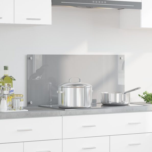 vidaXL Kuchynský backsplash Svetlosivá 90x40x0,6 cm Tvrdené sklo – Obrázok 1