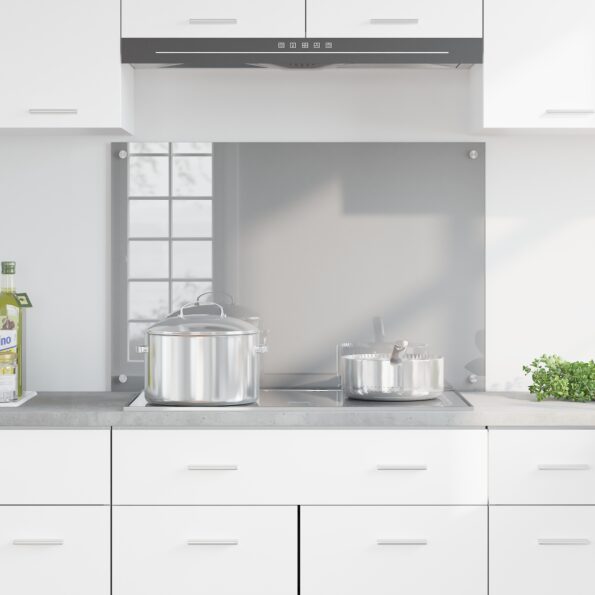 vidaXL Kuchynská backsplash svetlosivá 90x60x0,6 cm z tvrdeného skla – Obrázok 3