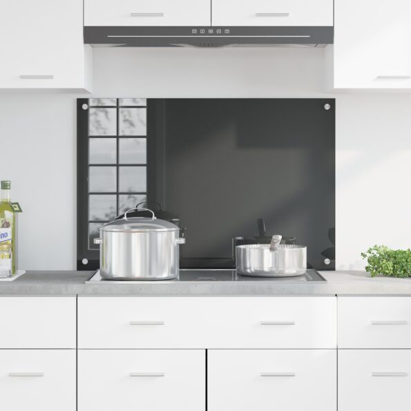 vidaXL Kuchynská zástena tmavošedá 90x60x0,6 cm tvrdené sklo – Obrázok 3