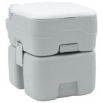 vidaXL Kempingové WC Šedý a biely 41,5 x 36,5 x 42 cm Polyetylén