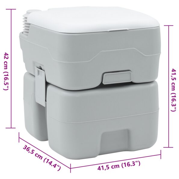 vidaXL Kempingové WC Šedý a biely 41,5 x 36,5 x 42 cm Polyetylén – Obrázok 12