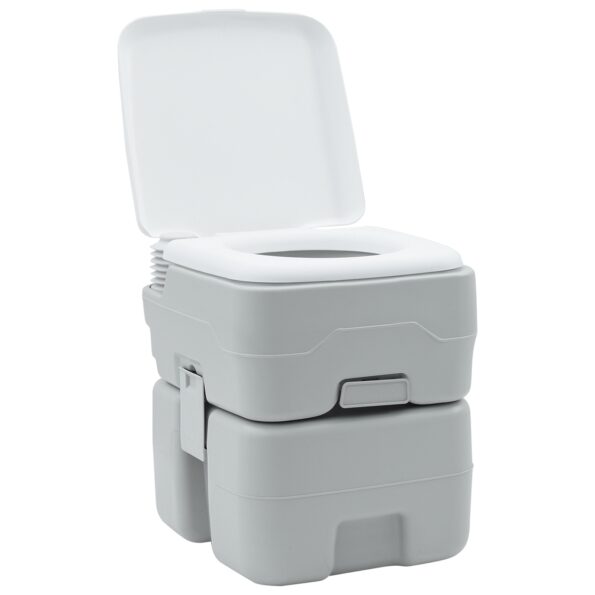 vidaXL Kempingové WC Šedý a biely 41,5 x 36,5 x 42 cm Polyetylén – Obrázok 2