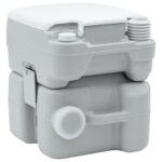 vidaXL Kempingové WC Šedý a biely 41,5 x 36,5 x 42 cm Polyetylén – Obrázok 3