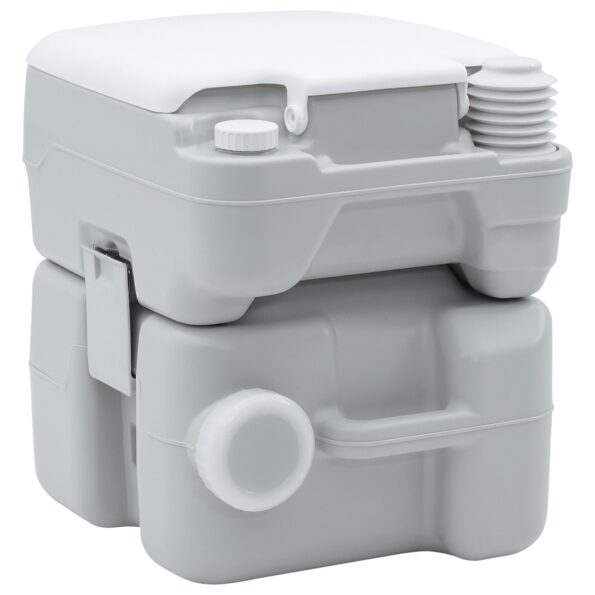 vidaXL Kempingové WC Šedý a biely 41,5 x 36,5 x 42 cm Polyetylén – Obrázok 3