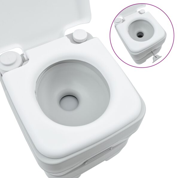 vidaXL Kempingové WC Šedý a biely 41,5 x 36,5 x 42 cm Polyetylén – Obrázok 7