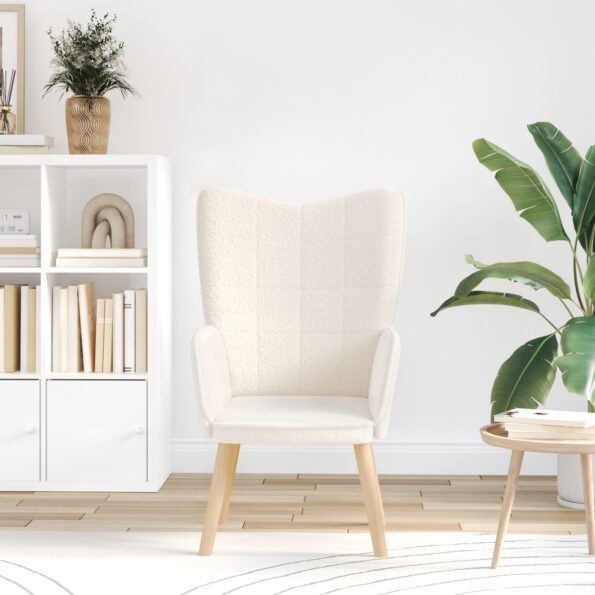vidaXL kreslo Krémová 62 x 67 x 95,5 cm Sherpa látka – Obrázok 3