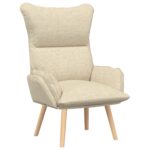vidaXL kreslo Krémová 69 x 74 x 93 cm Tkanina a preglejka – Obrázok 2