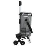 vidaXL Nákupný vozík s kolieskami a nastaviteľnou rukoväťou Sivá 40 L – Obrázok 6