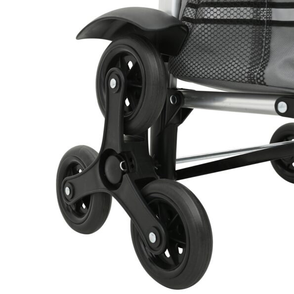 vidaXL Nákupný vozík s kolieskami a nastaviteľnou rukoväťou Sivá 40 L – Obrázok 7