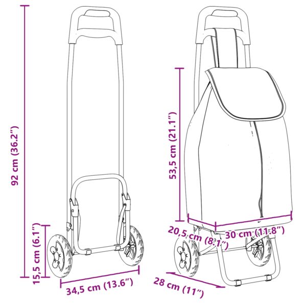 vidaXL Nákupný vozík s kolesami Červený 35 L – Obrázok 5