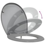 vidaXL Rýchloupínacie sedadlo WC s mäkkým zatváraním Duroplast Sivé – Obrázok 10