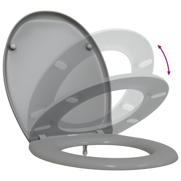vidaXL Rýchloupínacie sedadlo WC s mäkkým zatváraním Duroplast Sivé – Obrázok 10