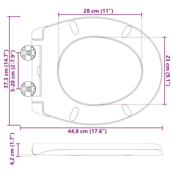 vidaXL Rýchloupínacie sedadlo WC s mäkkým zatváraním Duroplast Sivé – Obrázok 12