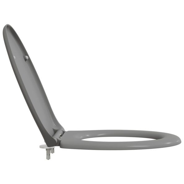vidaXL Rýchloupínacie sedadlo WC s mäkkým zatváraním Duroplast Sivé – Obrázok 7