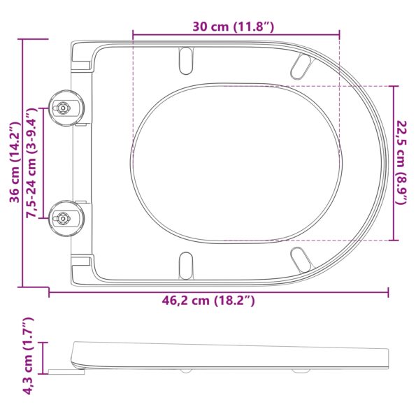 vidaXL Rýchlo uvoľňovacie WC sedadlo s tichým zatváraním Duroplast Antracit – Obrázok 12