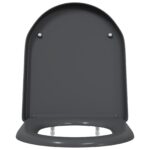 vidaXL Rýchlo uvoľňovacie WC sedadlo s tichým zatváraním Duroplast Antracit – Obrázok 5