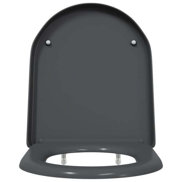 vidaXL Rýchlo uvoľňovacie WC sedadlo s tichým zatváraním Duroplast Antracit – Obrázok 5