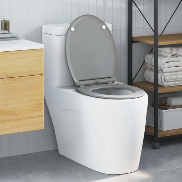 42002363_1.jpg vidaXL Rýchloupínacie WC sedadlo so soft close Duroplast Sivá – Obrázok 1
