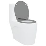 vidaXL Rýchloupínacie WC sedadlo so soft close Duroplast Sivá – Obrázok 3