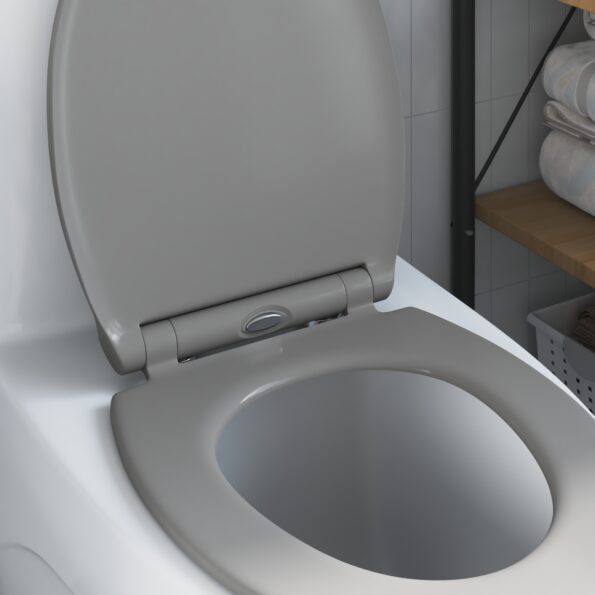 42002363_4.jpg vidaXL Rýchloupínacie WC sedadlo so soft close Duroplast Sivá – Obrázok 4