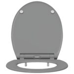 vidaXL Rýchloupínacie WC sedadlo so soft close Duroplast Sivá – Obrázok 5