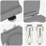 vidaXL Rýchloupínacie WC sedadlo so soft close Duroplast Sivá – Obrázok 8