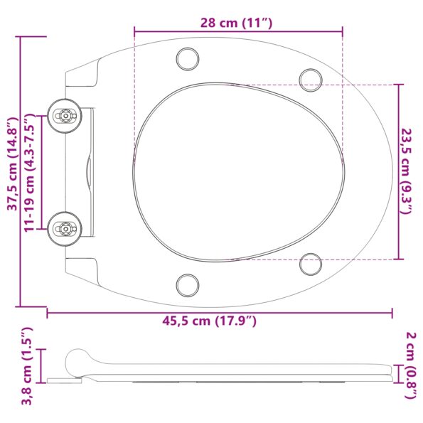 vidaXL Rýchloupínacie toaletné sedadlo s pomalým uzatváraním Duroplast Čierne – Obrázok 12