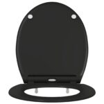 vidaXL Rýchloupínacie toaletné sedadlo s pomalým uzatváraním Duroplast Čierne – Obrázok 5