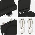 vidaXL Rýchloupínacie toaletné sedadlo s pomalým uzatváraním Duroplast Čierne – Obrázok 8