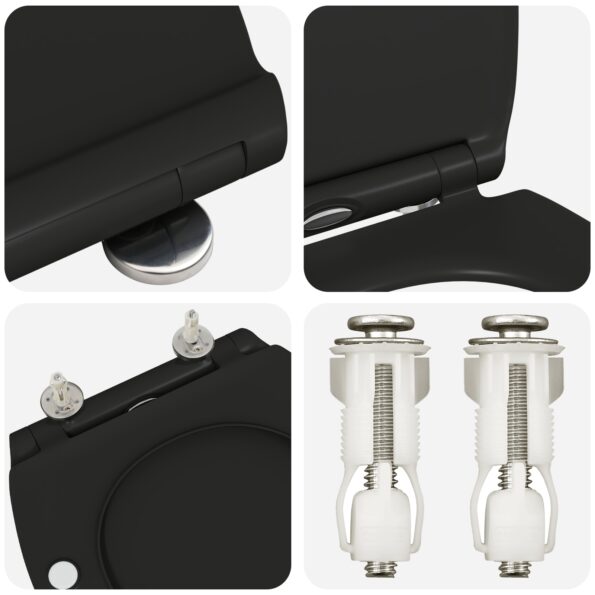 vidaXL Rýchloupínacie toaletné sedadlo s pomalým uzatváraním Duroplast Čierne – Obrázok 8