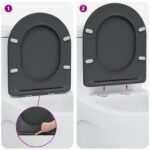 vidaXL Rýchloupínacie WC sedadlo s tichým zatváraním Duroplast Antracit – Obrázok 11
